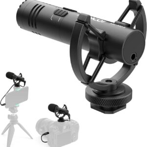 SYNCO M2S Video Microphone, Mini Cardioid Directional On-Camera Mic for DSLR Camera Smartphone with 3.5mm, Compact Shotgun Microphone
